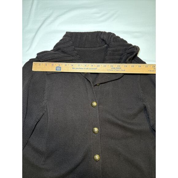 Lauren Ralph Lauren Heavy Knit Jacket Brown Cardigan Metal Logo Buttons Sz 2X ? - Picture 3 of 15